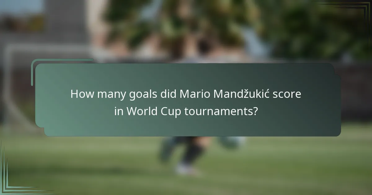 How many goals did Mario Mandžukić score in World Cup tournaments?
