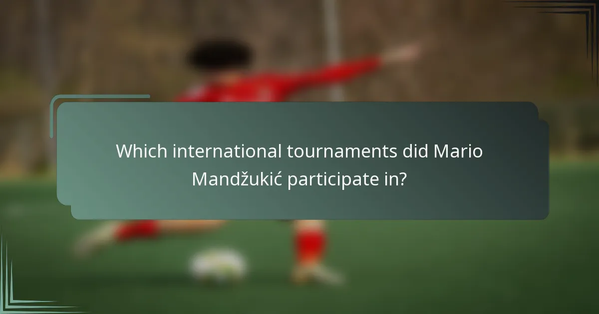 Which international tournaments did Mario Mandžukić participate in?